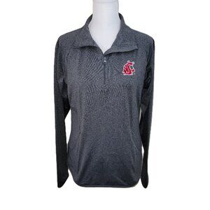 WSU Cougar Quarter Zip Long Sleeve Sweat Jacket Heathered Gray Women's Size M